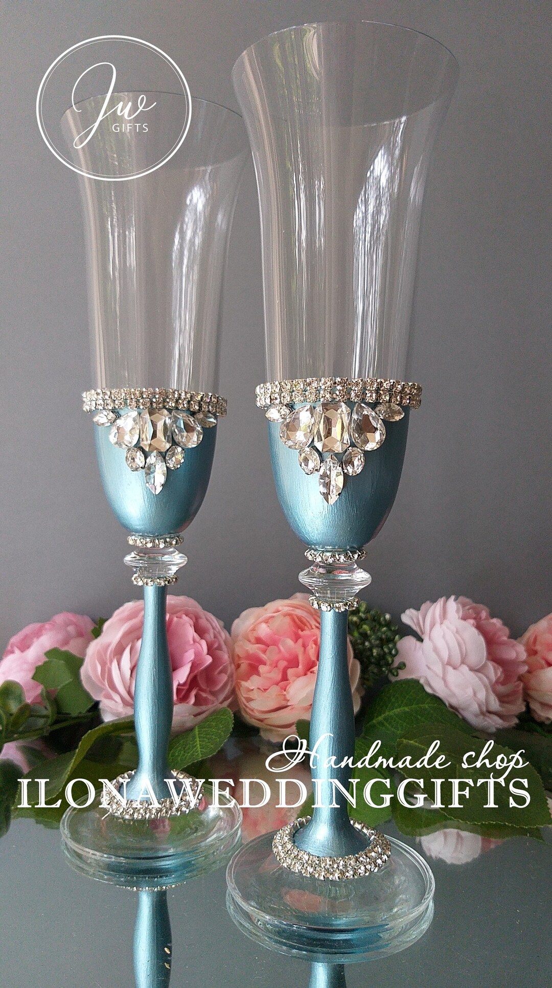 Personalized Wedding Champagne Wine Glasses Flutes Swarovski Etsy