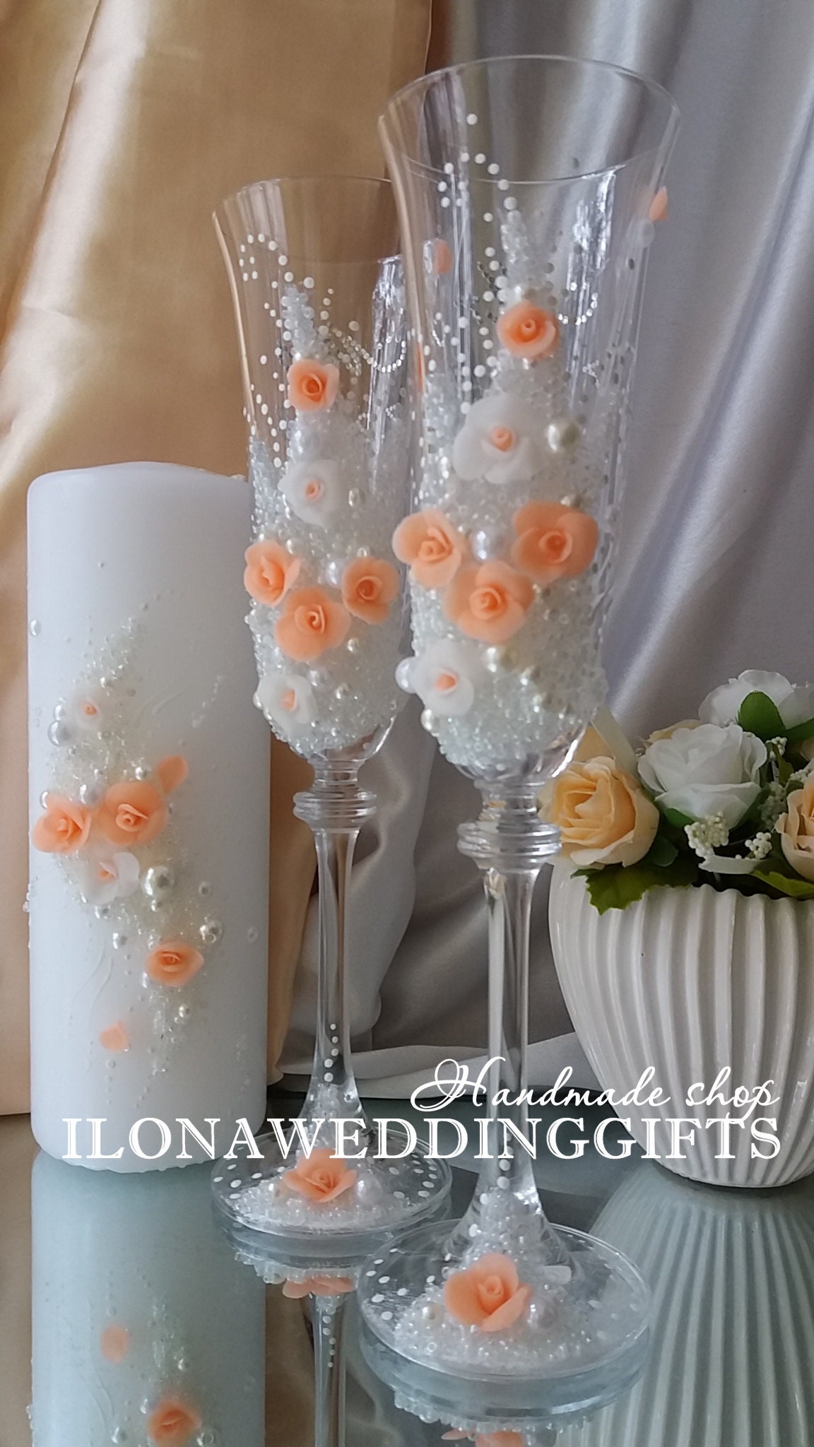 Copas de vino hechas a mano para decoración de copas de vino para brindis,  regalos de boda, regalos de pareja, decoraciones de boda (2 unidades)