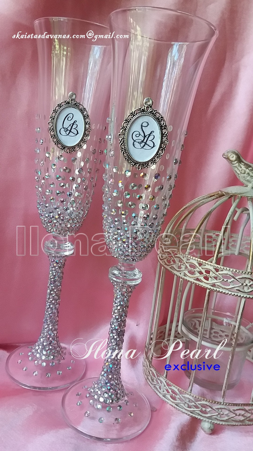 Set 2 Bicchieri Champagne Nuptio | Cristallo Con Cuore Strass | Per Matrimoni E Anniversari | Confezione Regalo