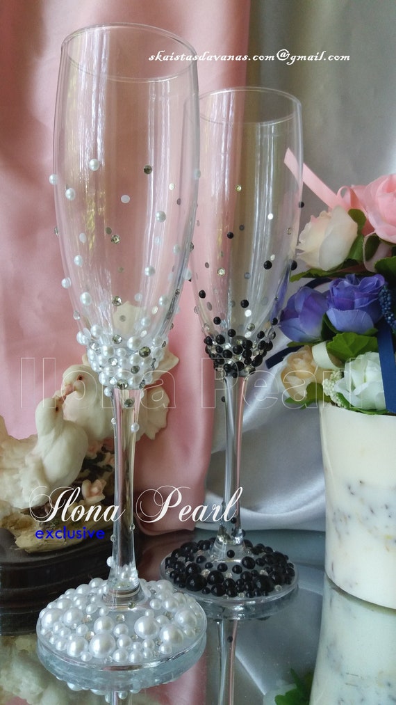 Negro Boda Swarovski Copas Etsy España