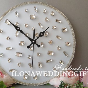Zegar ścienny Sky na biurko Cichy Bling Swarovski Kryształowy kamień Dekoracja Dekoracyjny Jasny Elegancki Rocznica Ślub Dzień Niezwykły Prezent Gwiezdny Analogowy
