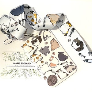 DUO Tour de cou  ou Porte carte/badge assorti + porte carte . thème  chats chatons