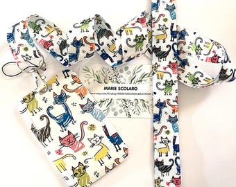 Correa para el cuello DUO, cordón para llavero, cordón, abono de autobús, abono Navigo + tarjetero a juego ref. 09 ... Tema TP Cat