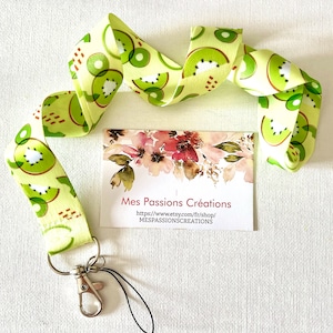 Neck strap, Key ring cord, Lanyard, Bus card, Navigo Pass ref 15... Fruit theme kiwi