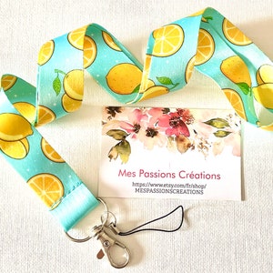 Neck strap, Key ring cord, Lanyard, Bus card, Navigo Pass ref 15... Fruit theme citron