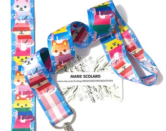 Neck strap, SLD Key ring cord, Lanyard, Bus card, Navigo Pass ref 58 ... Cats theme