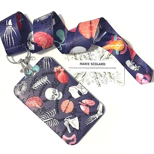 Neck strap, key ring, lanyard, bus pass, Navigo pass + card holder/badge. Ref M11 Theme MEDICAL Organs