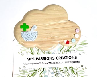 Pharmacy Badge for Pharmacy Technician, Cloud Shape, Imitation Wood Color