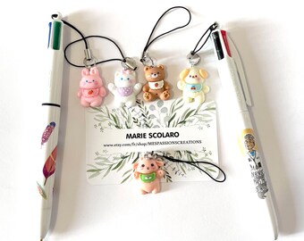 SLD 4-color pen charm or plush-themed phone charm