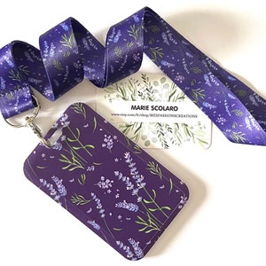Tour de cou, Cordon porte clefs, Lanière, Carte de bus, Pass Navigo  ou  Porte badge/carte réf 14 bis .. Thème   Lavande
