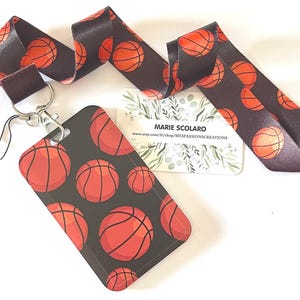 Correa para el cuello, cordón para llavero, cordón, tarjeta de autobús, pase Navigo con temática de baloncesto