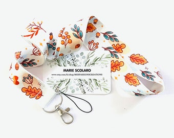 Flower choker or Badge/card holder, cord, ref 10... TP Leaves and flowers