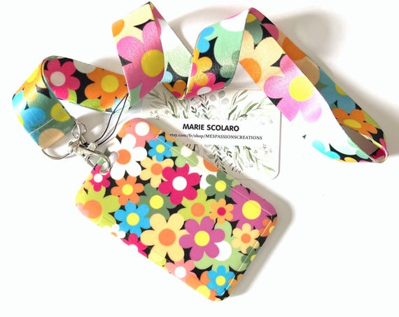 DUO-Set: Halsband, Schlsselring, Lanyard, Busfahrkarte, Navigo-Karte +  passendes Kartenetui, 70er-Jahre-Thema - Etsy Schweiz
