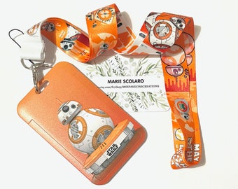 DUO Neck strap, Key ring cord, Lanyard, Bus card, Navigo Pass + Star W theme card/badge holder
