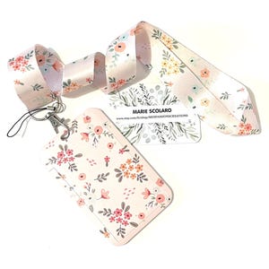DUO Neck strap, Keyring lanyard, Lanyard, Bus pass, Navigo pass + matching card holder ref 09 ... TP Flower Theme