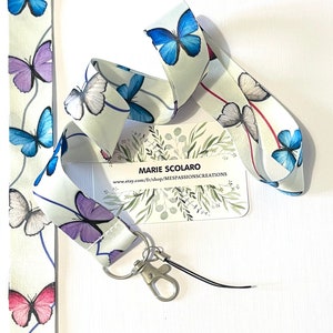 PRM Tour de cou, Cordon porte clefs, Lanière,  .. Thème PAPILLONS
