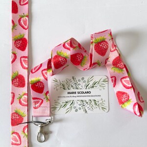 Neck strap, Key ring cord, Lanyard, Bus card, Navigo Pass ref 15... Fruit theme fraise