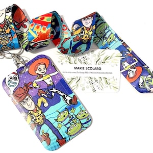 DUO Tour de cou, + Porte carte/badge  , Carte de bus, Pass Navigo  .. TP Thème Toy Story