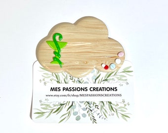 Pharmacy badge for Pharmacist Pharmacist cloud shape color imitation wood