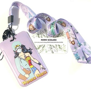 Tour de cou, Cordon porte clefs, Lanière, Carte de bus, Pass Navigo, Porte carte/badge assorti Réf M12 Thème Soignants