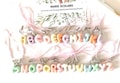 Charm for pen, 4 colors, or phone, kawaii alphabet letters theme, H: 1.2 cm, pink candy-shaped charm