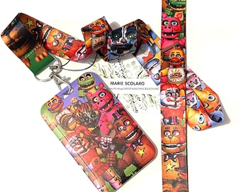 Porte badge + tour de cou, cordon porte clefs,  réf 102 ... Thème FREDDY FNAF