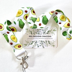 Neck strap, Key ring cord, Lanyard, Bus card, Navigo Pass ref 15... Fruit theme avocat