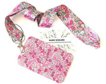 Collana girocollo floreale, cordino + porta carte ref 10 bis ... TP Liberty satin