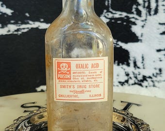 Real Poison Label on Old Bottle Antique Medical Oddities and Curiosities Halloween, Gothic Decor