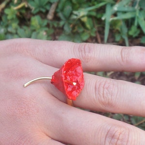 Anello Fiori di Campo - Papavero versione dorata