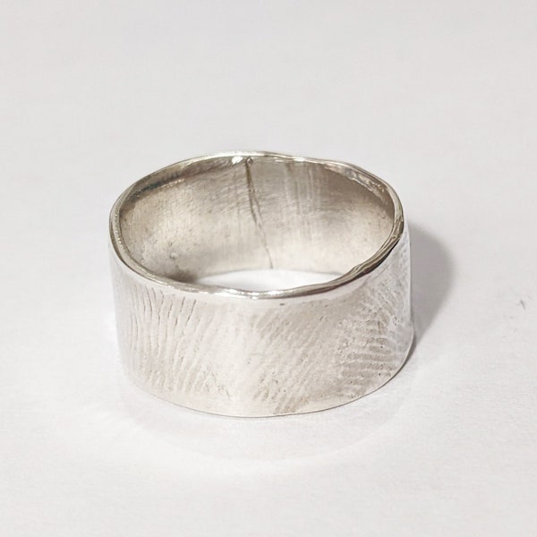 Bague Minimale Organique - large bande en argent 925 sur mesure ou réglable