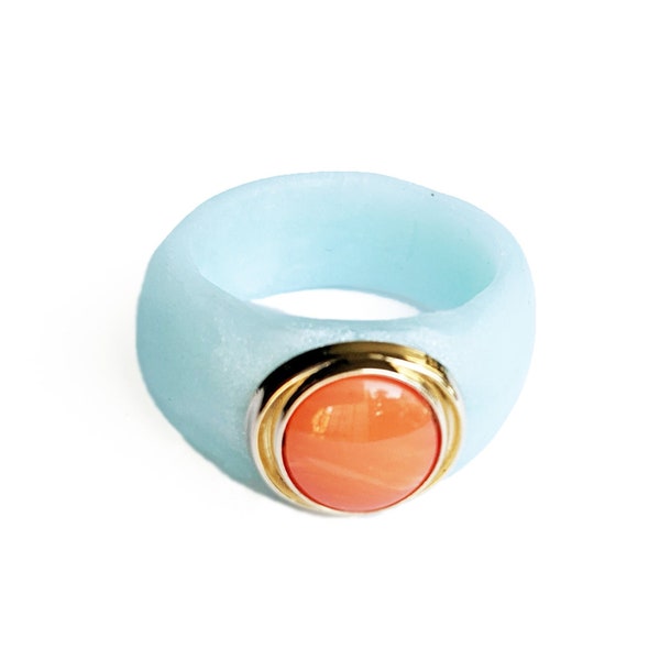 Candy Ring - quartz bleu et orange