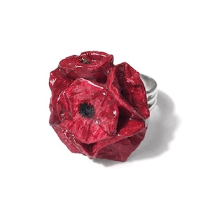 Anello Bouquet di papaveri - in cartapesta smaltata