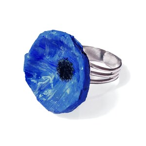 Anello Fiori di campo blu - in cartapesta smaltata