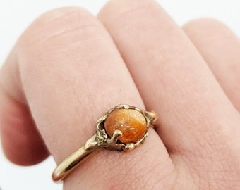 Sunstone ring - one of a kind in bronze