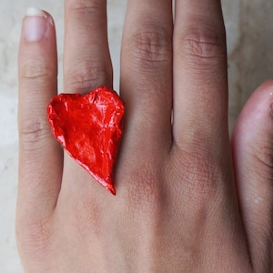 Anello Cuore big - in cartapesta smaltata