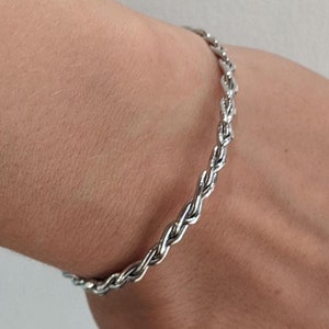 925 sterling silver braided bracelet, semi-rigid and adjustable, no gender, handmade in Italy