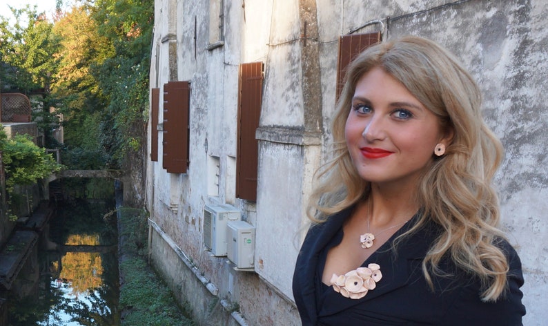 Spilla Babbotto Fiore/Rosa Velluto Rosa Fatta A Mano, Blazer - Foto 4