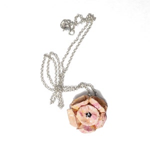 Girocollo Bouquet di papaveri rosa - in cartapesta smaltata e argento 925