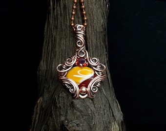 Mookaite pendant - copper pendant - wire jewelry - unique gift idea