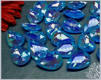 Glass crystal - pear - 20 x 30 mm - Baby blue