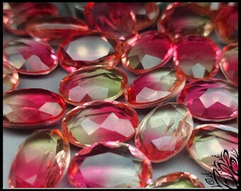 Glass crystal - Oval - 18 mm - yellow pink ombre