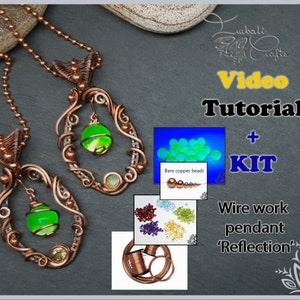 Kit + VIDEO tutorial - &#39;Reflection&#39; wire weaving pattern - necklace tutorial - wire pendant