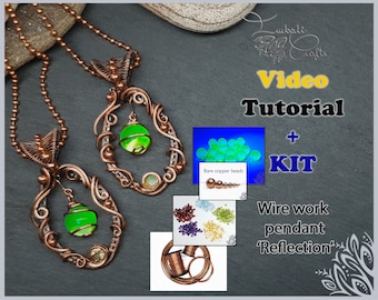Kit + VIDEO tutorial - 'Reflection' wire weaving pattern - necklace tutorial - wire pendant