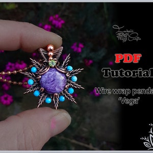 PDF Tutorial - wire wrap 'Vega' pendant - wire weaving pattern - DIY jewellery