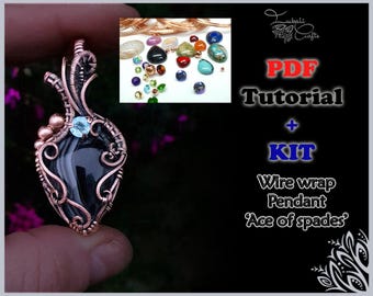 Kit + PDF tutorial - Ace of spades pendant