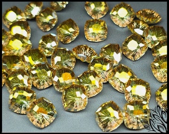 Glass crystal - square - 10 mm - Starburst - Gold