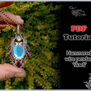 PDF TUTORIAL - Skadi - goddess amulet pendant - Wire weaving pattern - blue angel aura quartz & amethyst birthstone