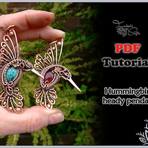 PDF TUTORIAL - hummingbird heady pendant - wire weaving pattern - necklace tutorial - wire pendant