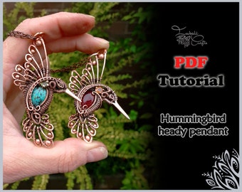 PDF TUTORIAL - hummingbird heady pendant - wire weaving pattern - necklace tutorial - wire pendant